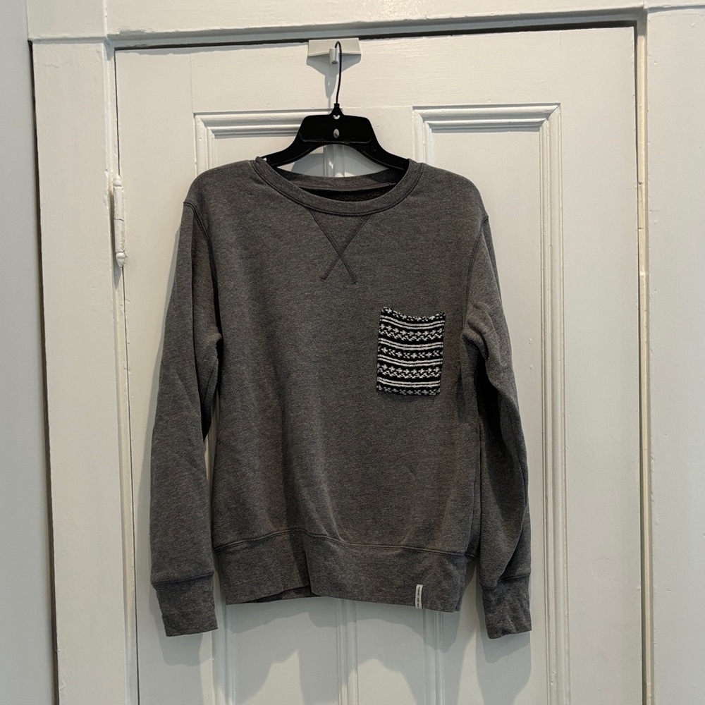 Gray Patterned Pocket crew neck sweatshirt size L